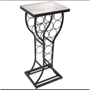 11 Bottle Wine Rack Holder White Top Marble Table Freestanding Wine Display